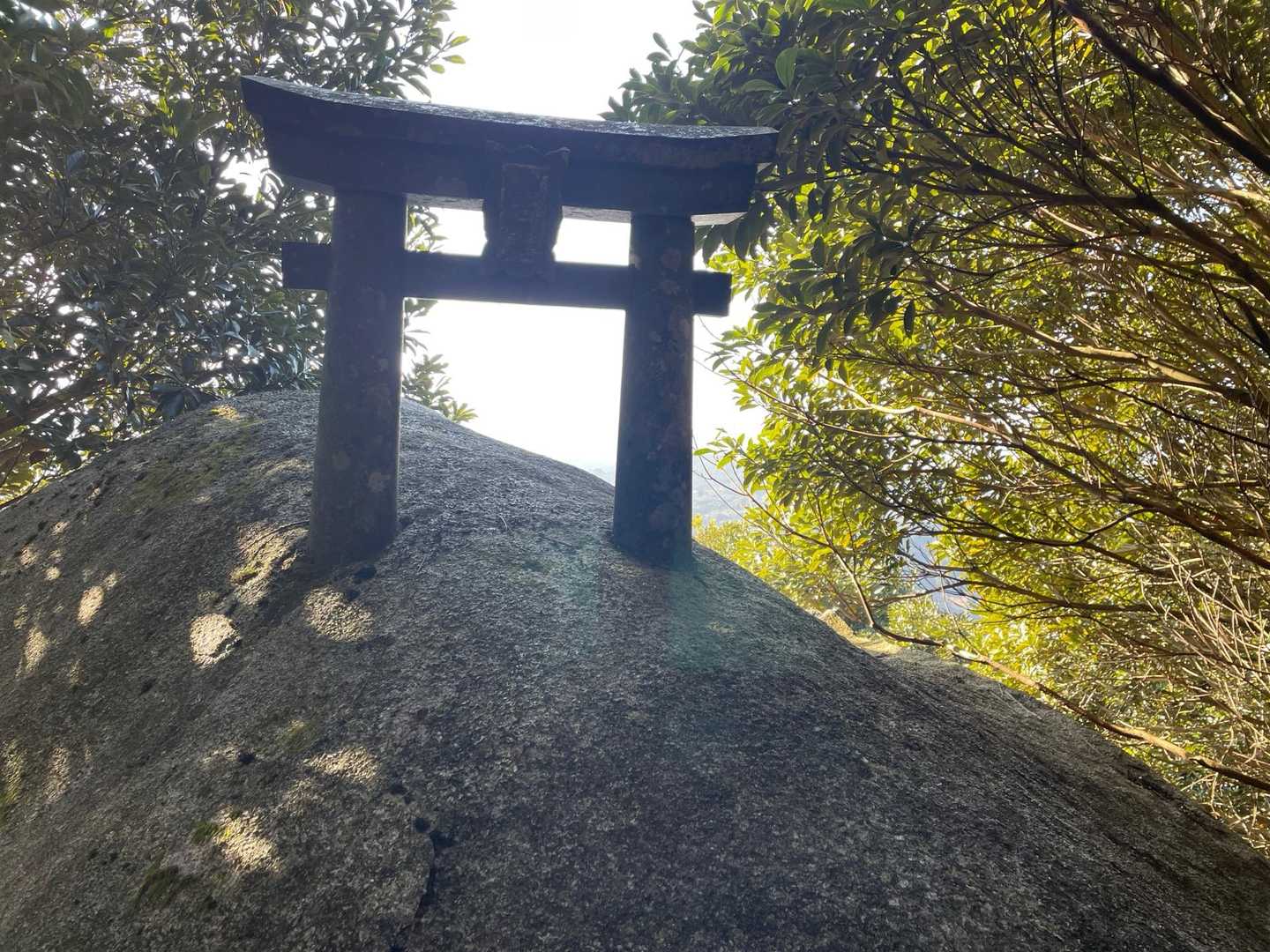 大岩の上に小さな鳥居。