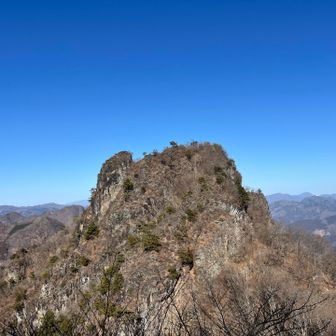 さっきいた鹿岳ニノ岳、めっちゃ岩の塊
