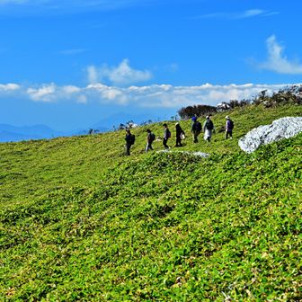 元来た道を下山開始 *