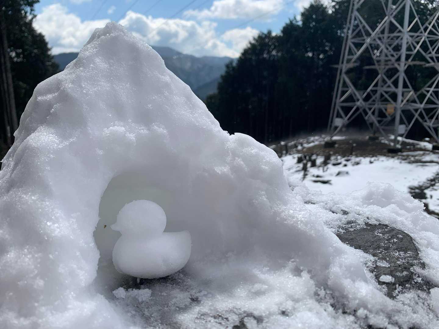 朝と比べてびっくりするくらい雪がとけていたので、かまくらバージョンのヒヨコ🐤を作って帰りました。おつかれ山です。