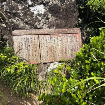 伝説「ヌスクマーペー」の物語が書いてあります。
野底村に移住させられたマーペー嬢が、恋人のカニムイ君を想い泣き暮らしていた。ある日、彼をひとめ見たくてここに登ったが、於茂登岳が邪魔して黒島さえ見えないと絶望したマーペー嬢は頂上で泣き続け、祈る姿で石になった…😭そうです。