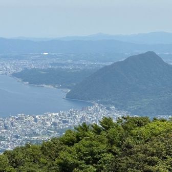 昔、城だった高崎山🏯
地形的に納得。
クラサスドームが白く光る✨