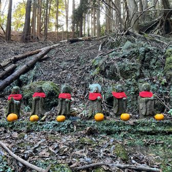 お地蔵さん。お供え物あり。