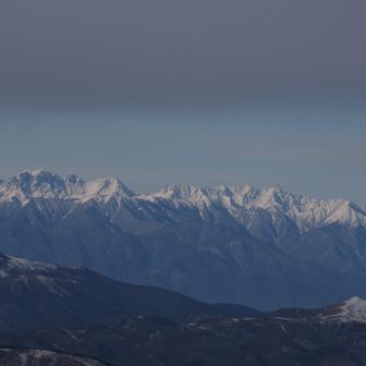 左側が槍ヶ岳〜穂高連峰。
槍の穂先には雪がありません。