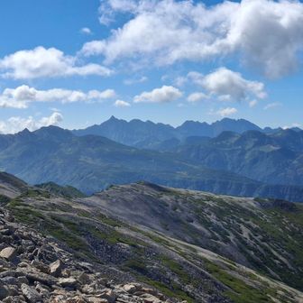 槍ヶ岳～穂高山塊ハッキリ見えて善き