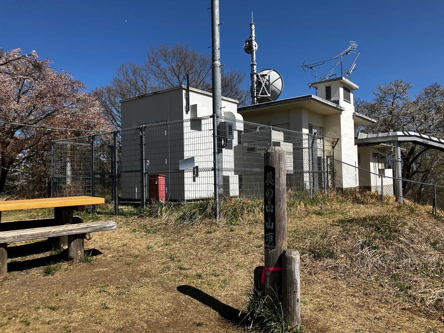 展望台の奥にある蓑山（美の山）の山頂に到着です。
🎉🎉
桜の花びら舞い散る中でコーヒー☕️ブレイク😊️