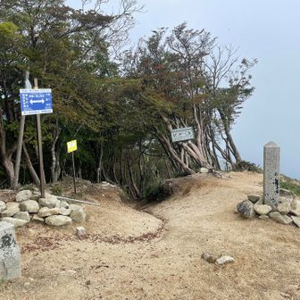 釈迦ヶ岳山頂（ガスってる）