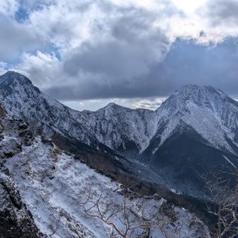 赤岳、阿弥陀　
もう少しすると、しっかりした雪山になることでしょう