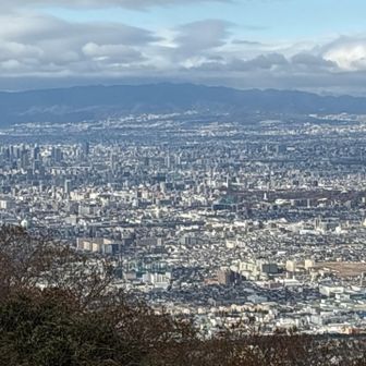 生駒山の上の遊園地から見た大阪・六甲方面
