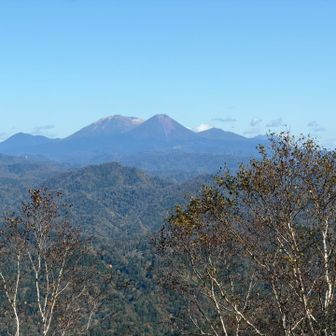 雌阿寒岳と阿寒富士がクッキリ
