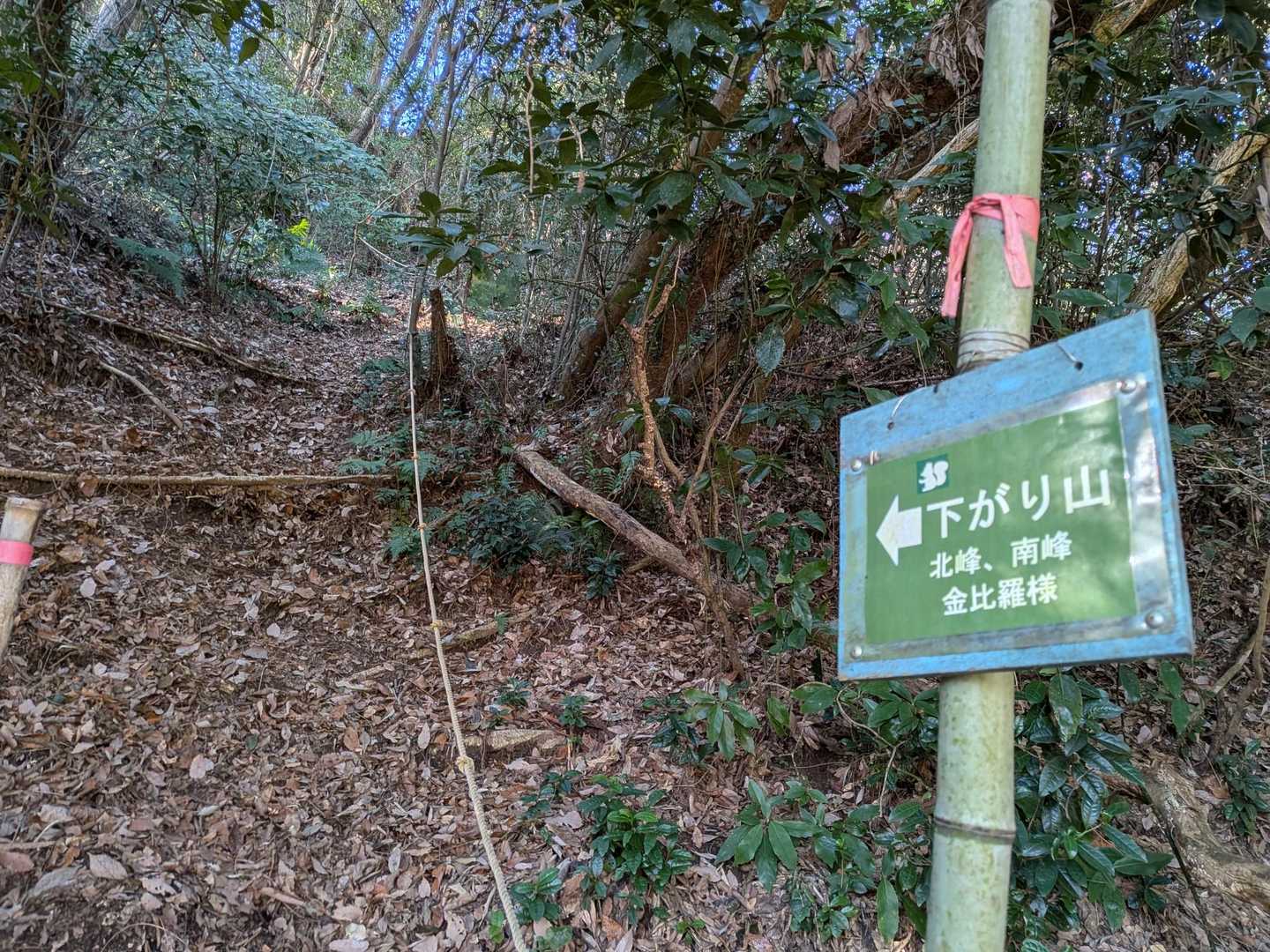 下がり山なのに登る…