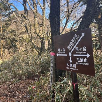 端足峠に到着。もう一度、竜ヶ岳に登って下山しようか迷ったが、足の疲労と富士山も雲が掛かってきたのでここで下山することにしました。