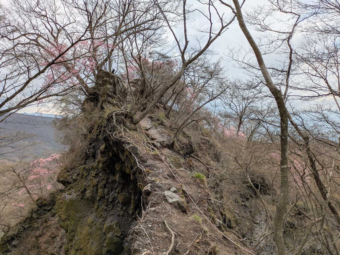 これが滑落事故現場　両脇が切れ落ちています