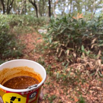 山頂に戻り眺望はありませんが昼食
いつものカレーメシ