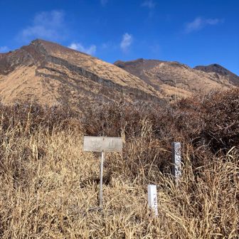 丸山⛰️山頂到着👍😉✨　初登頂🙌🙌

ﾐﾔﾏｷﾘｼﾏ🌺の季節は　南岳⛰️から見ると　山頂がﾋﾟﾝｸ色に染まって見えるお山⛰️

丸山⛰️から　阿蘇方面見ると　南岳⛰️　中岳⛰️    高岳⛰️… 天狗の舞台🎭…根子岳⛰️も裾野から見える…  😃

阿蘇　南岳⛰️の断層がすごい😁… あの壁が　あるんで　直登阻無理だなぁ…  皿山⛰️方面側を廻ると行けるのかなぁ😂
　（登山道　崩壊してます…って書いてあったけど😅）