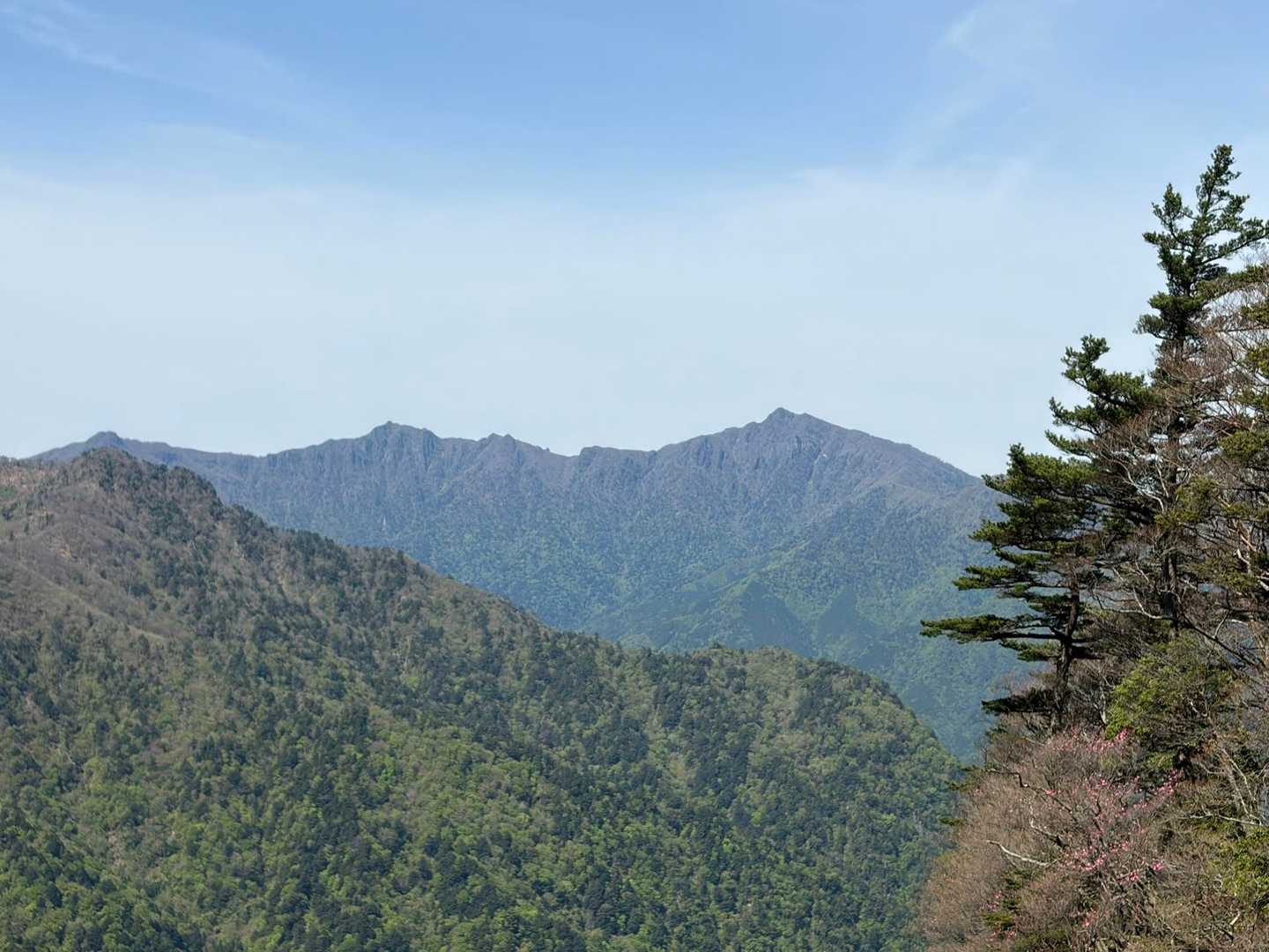 祖母山ズームアップ。
2年前のGWに祖母山に登った時はガスで景色が見えなかったので、こちらから見られて良かったー😄