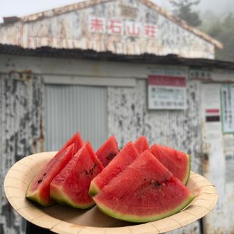小玉スイカとはいえ、まあまあの量🙂
これ一人前です🍉

快晴のロックガーデンで食べたかったのですが、まあ仕方ないね🤣