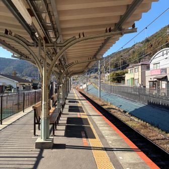 単線、13:35発で隣駅の軍畑まで戻ります