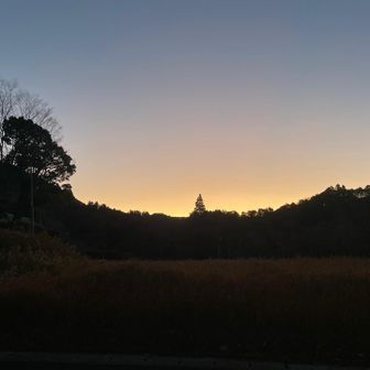 夜明けの山登り、楽しい