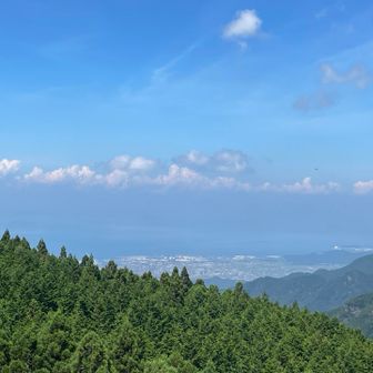 やっと瀬戸内海が見えた。山頂からは雲が多くて見えなかった。