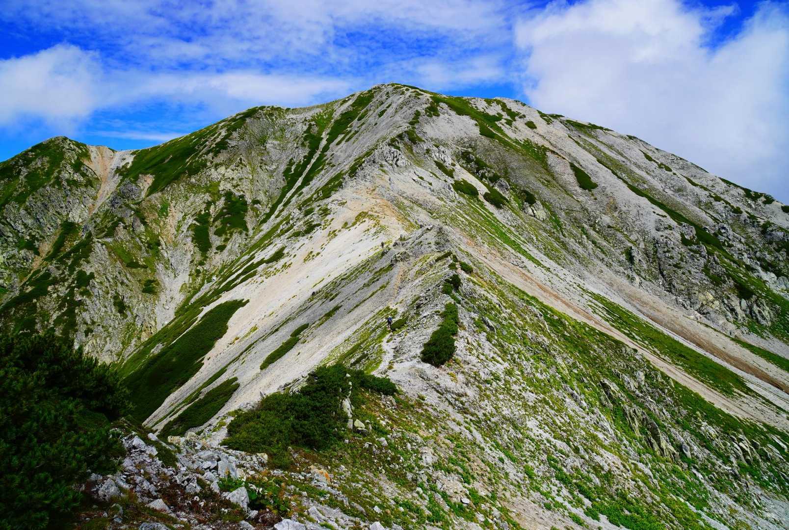 真砂岳から別山の稜線。