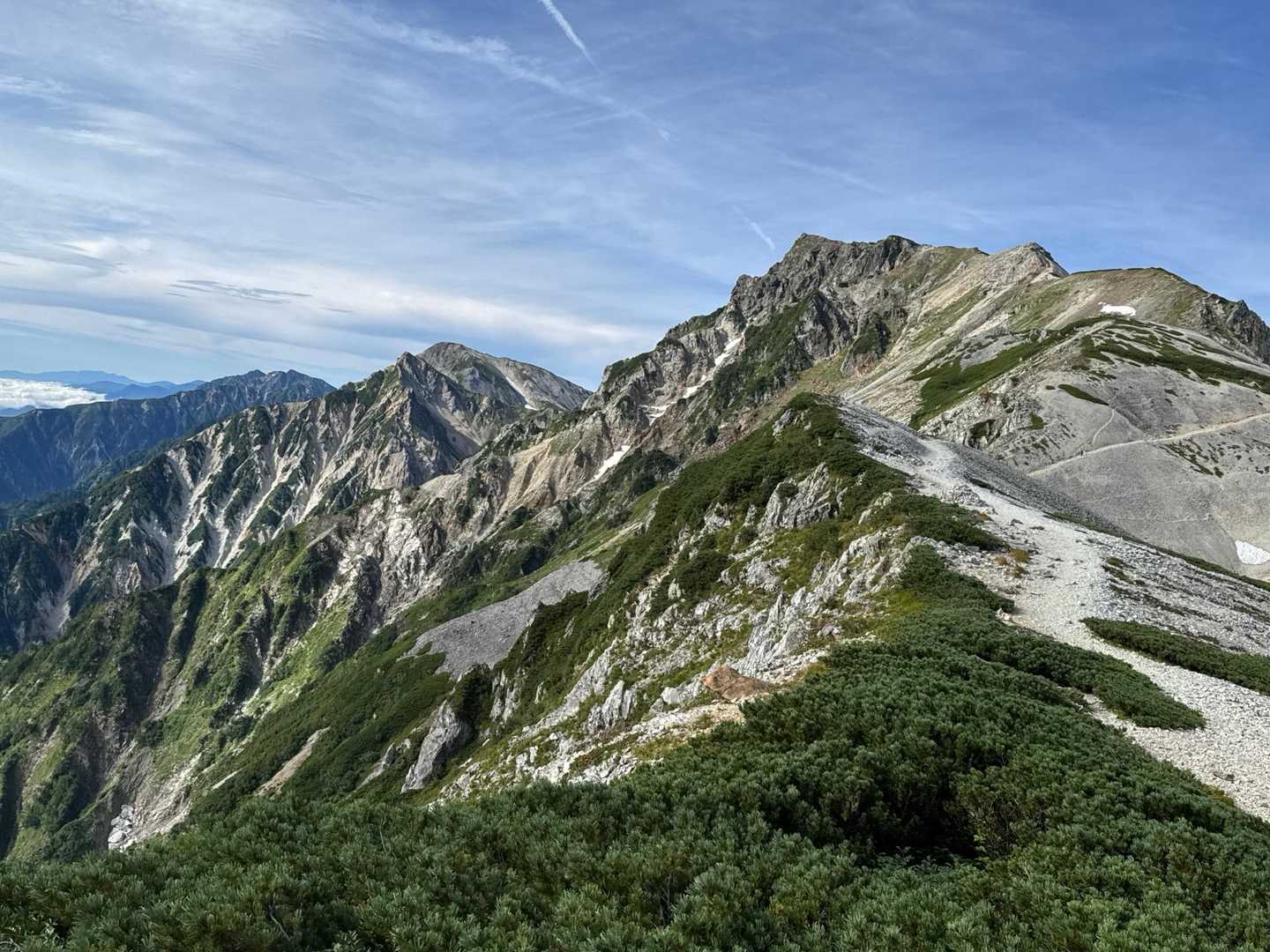 再び稜線に出て白馬三山を眺めます。