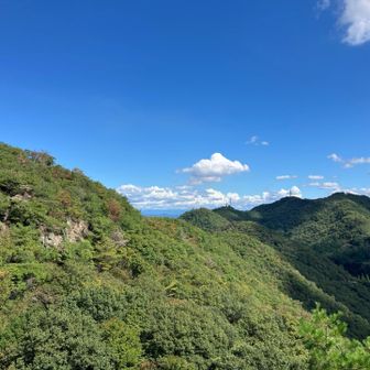 槍のてっぺんから、薬師前山・迫間山・明王山・金毘羅山の稜線👀