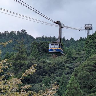 ロープウェイ🚡太龍寺駅に戻って来ました。空が明るくなってきました。今度はオヤツ休憩コーヒーとさつま芋パイ😋