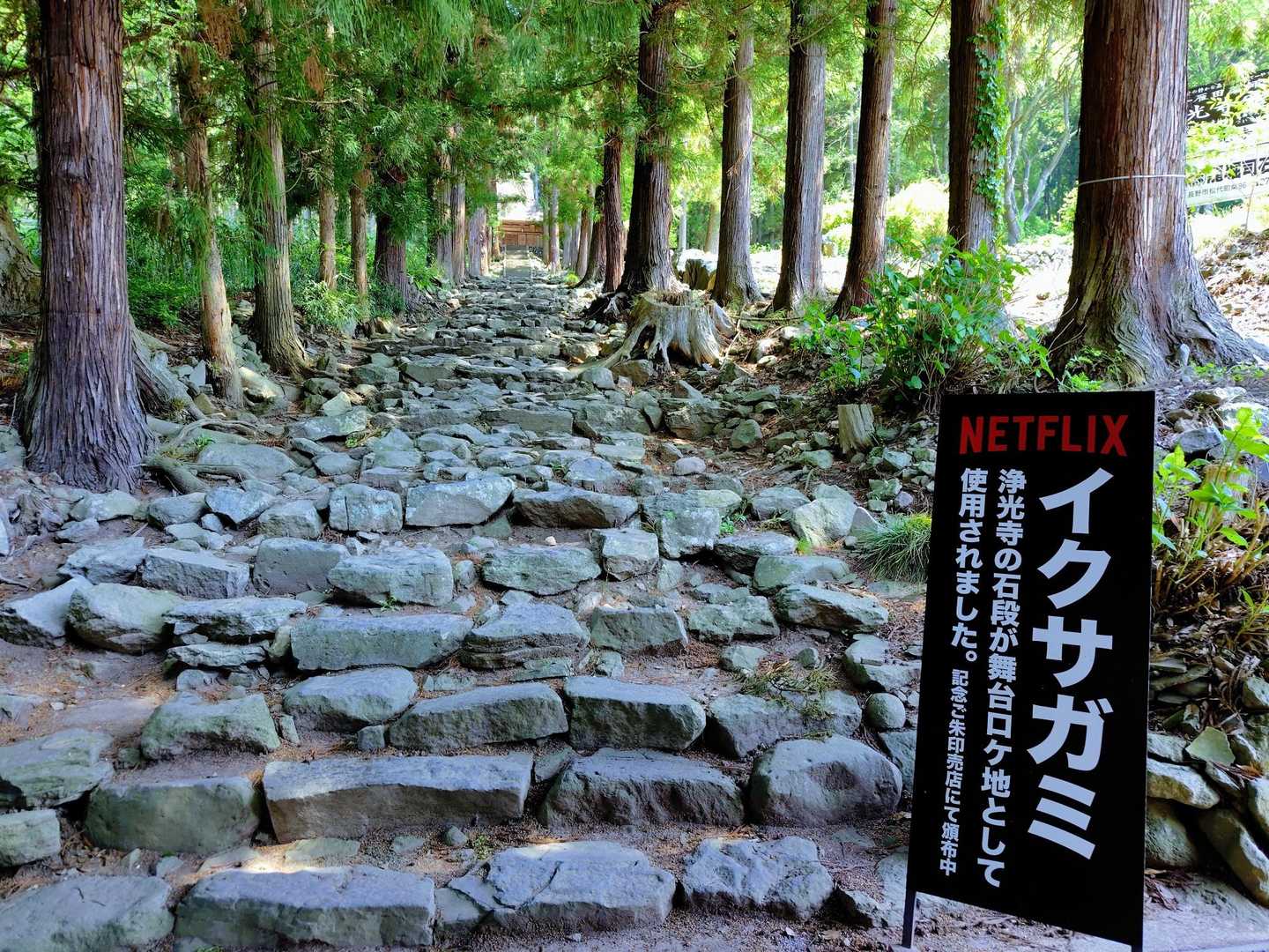 おぉ、イクサガミのロケ地で使用されたらしい。
中学時代の部活で、この石段を何往復もした。