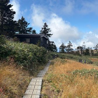 避難小屋が見えてきました

休憩ポイントです
