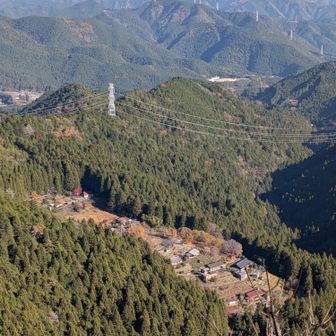 見事に南斜面に集落