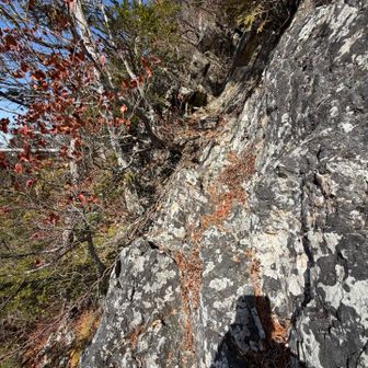 せっかくなので鎖トラバースコースも途中まで登ってみた。
岩場の露出感があり緊張感を強いられる