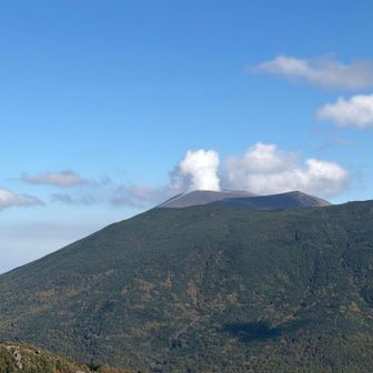 東篭ノ登山山頂から見た浅間山は水蒸気が出て雰囲気があった
