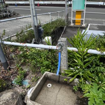 駐車場に到着。
給水&昼食。

駐車場に水道があるので、何かと助かります。