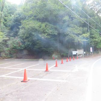 いつも停める所
奥に登山口
湿気でカメラレンズに霞む
