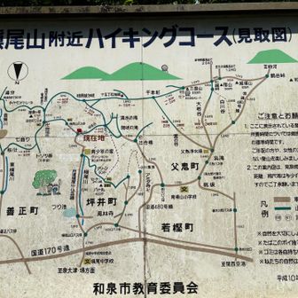 駐車場に掲げているハイキングコースの地図。

最後に巡った施福寺では、役行者の痕跡が見られませんでしたが、地名『父鬼町』に引っかかるものがあります。役行者の従者に、かつて生駒山で悪さをしていた「前鬼」と「後鬼」がいましたが、これら夫婦の鬼👹ゆかりの土地なのかなーと🤔

ちなみに、役行者に関するエピソードを。役行者自らが書写した『法華経』の巻々の最後の巻をこの槙尾山（施福寺）に納めたとか。

『法華経』といえば、近年、YouTubeで三木大雲さんが、「未来のことはお経に書いてある」とよく言われていますねー。法華経をこれまでとは異なる視点で解読すると色々なことが見えてくるらしい😊。