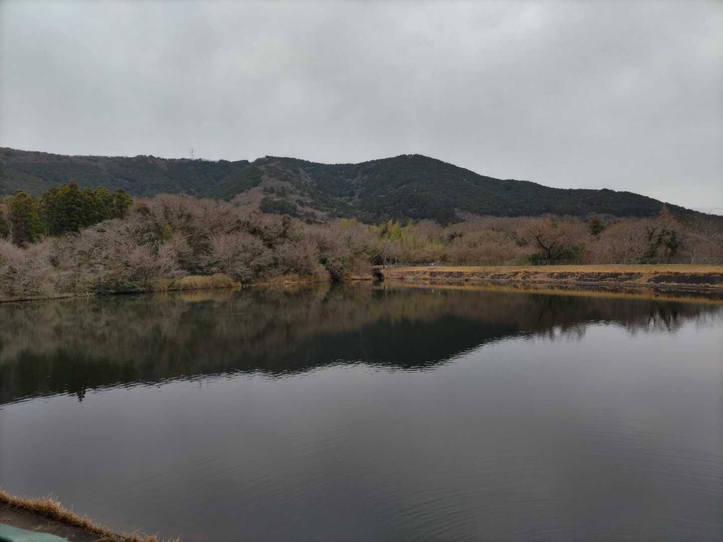 お約束の長尾池の逆さ東山です。
