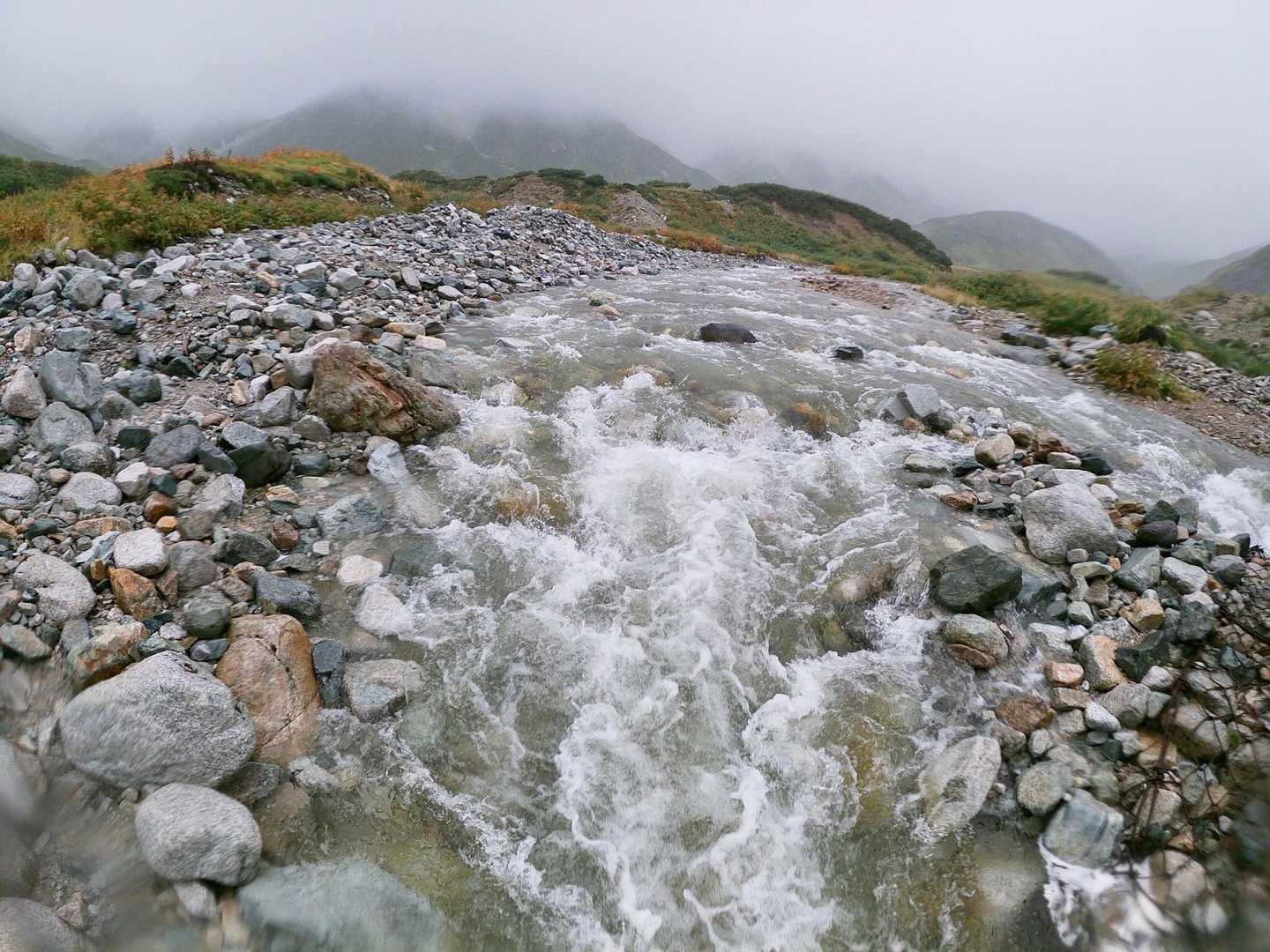 あちこちの沢という沢から雨水が流れ込み、前日まで穏やかだった浄土沢がごうごうと音を立てる