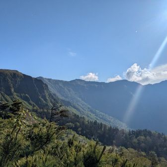 左が剣ヶ峰山で真ん中が武尊山