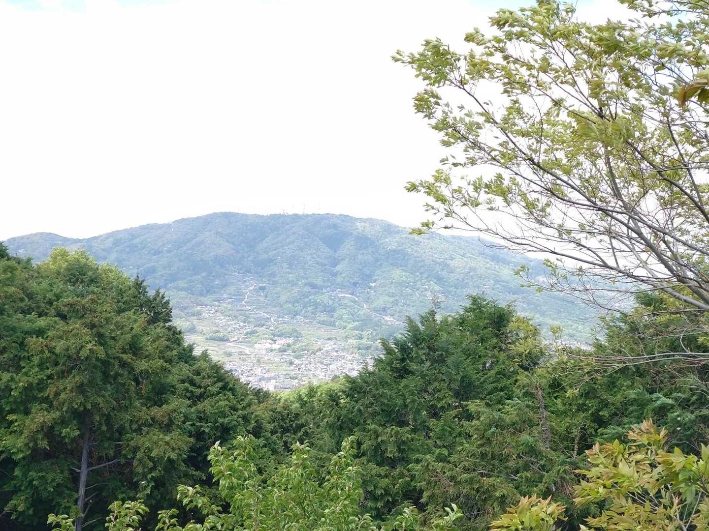 正面に生駒山