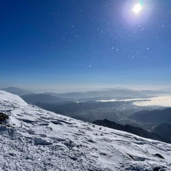 風が強い
遠くには八ヶ岳、富士山、南アルプス🏔️