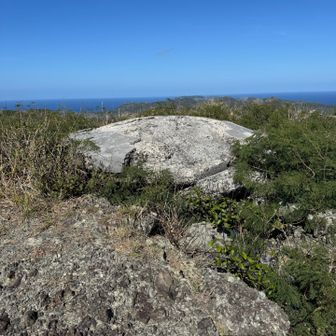 丸い巨石が夜明山の山頂です。
