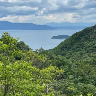 琵琶湖　沖島見える