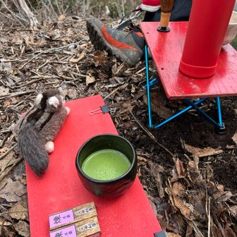 とっさんがお抹茶を振る舞って下さいました
黒の楽茶碗はマイ茶碗(もちろん安物です)