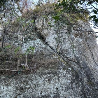 こちらが高宕山山頂である巨石。クラック入っている…？