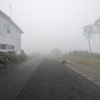 がーーーっ
駐車場行く途中から既に濃霧
写真は明るく写っているけれど
実際はもっと見えない

山道もほんの3メートル前も見えなくて
怖かった