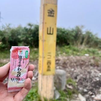 金山まで戻ってきました。ここで塩ライチわらびで休憩。