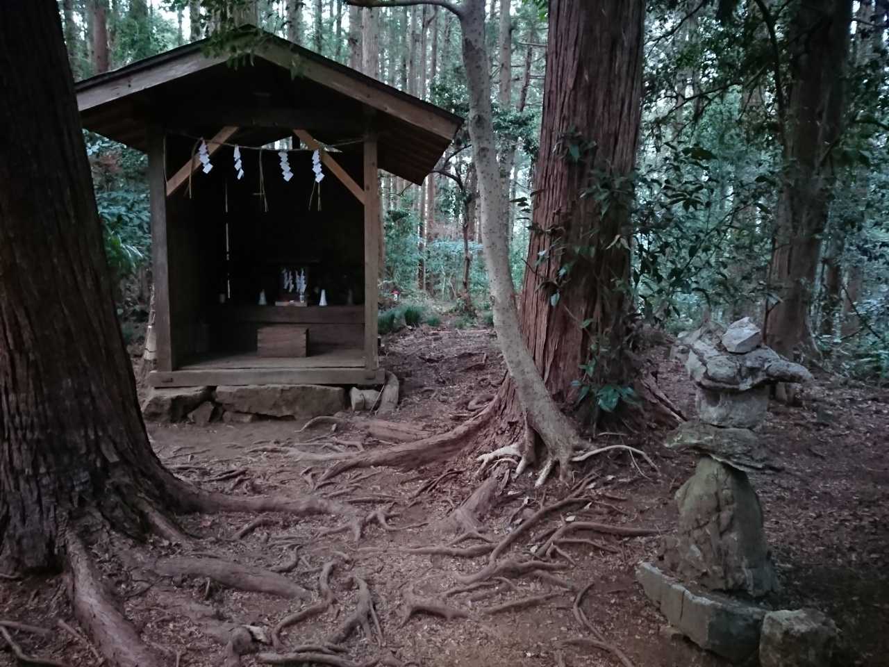 天王山山頂
更に奥に行くと、祠と杭があった。
10座目終了～✨
ふひーーー疲れた😩