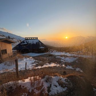 夕日　山荘内からの眺め