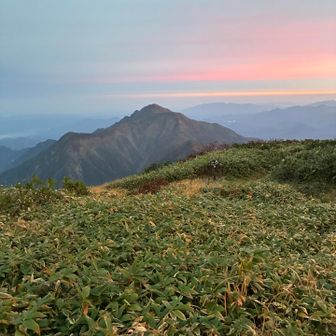 2日目朝、避難小屋から駒ヶ岳